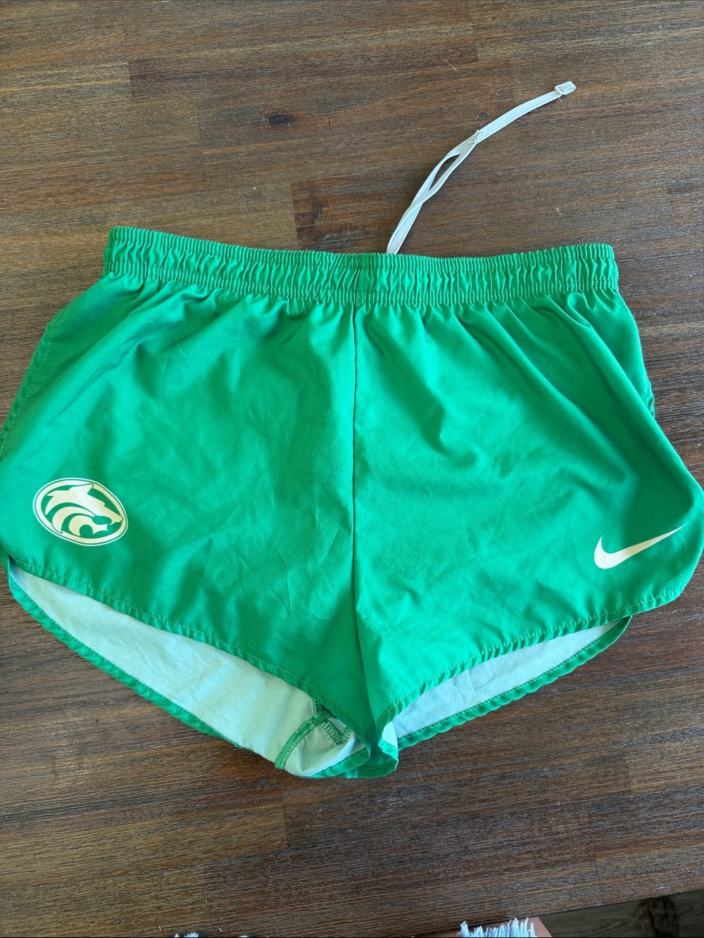 Nike Bright Green Women's Athletic Running Shorts with White Swoosh